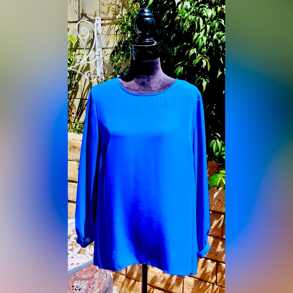 Old Stock NT Vince Camuto Electric Bohemian Blues Summer Flow Cut Sleeve Tunic L